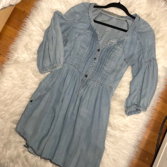 2two denim dress with sleeves, pockets and buttons - Picture 2 of 3